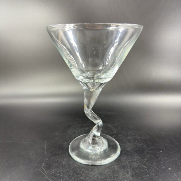 Martini Glasses Squiggle Cocktail Bent Stem Crooked Cocktail Set 2 Clear Glasses - Picture 14 of 14